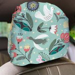 Various Flowers With Different Beautiful Bird Car Headrest Covers Set Of 2