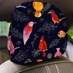 Various Birds Sleeping In Night With Plants Car Headrest Covers Set Of 2