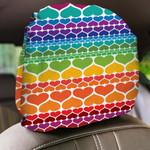 Valentine's Day Theme Filled Rainbow Hearts Car Headrest Covers Set Of 2