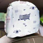 USA Independence Day Hand Drawn Symbols Pattern Car Headrest Covers Set Of 2