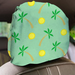 Tropical Palm Tree And Sun On Green Background Car Headrest Covers Set Of 2