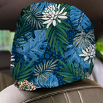 Tropical Leaf With Leopard Jungle Background Car Headrest Covers Set Of 2