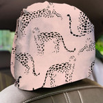 Trendy Texture Abstract Leopard On Pink Car Headrest Covers Set Of 2