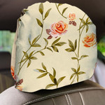 Trendy Floral Background With Yellow Orange Roses Flowers Car Headrest Covers Set Of 2