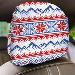 Traditional Knitwear With Mountains And Snowboard Car Headrest Covers Set Of 2