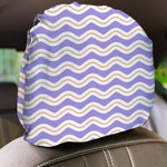 Cheerful Pattern With White And Pink Waves On A Purple Background Car Headrest Covers Set Of 2