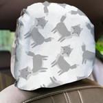 Cartoon Style Wolfs On White Isolated Background Car Headrest Covers Set Of 2