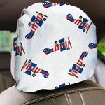 Cartoon Planet With USA Flag Pattern Independence Day Car Headrest Covers Set Of 2