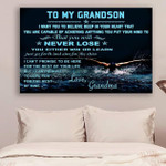 (Cv1015) Lvl Swimming Canvas - To My Grandson - Never Lose