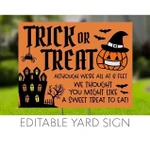 2021 Halloween Trick Or Treat Yard Sign - Social Distance Trick Or Treat 6 Feet Apart Lawn Sign