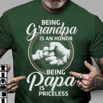 Being Grandpa Is An Honor Being Papa Is Priceless Standard T-Shirt - Birthday Gift For Grandfather And Father - Happy Father'S Day