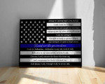 Police Officer's Prayer Canvas, Thin Blue Line Wall Decor, Policeman Gift, Fathers Day Gift, Policeman's Prayer Print, Police Support Print