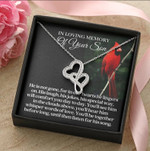 Christmas Double Hearts Necklace For Mother Loss of Son, Son In Heaven, 14K White Gold Finish Box With Message Card