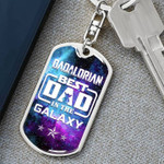 Christmas Custom Keychain For Father From Daughter/Son, Dadalorian Best Dad In The Galaxy, Gold Stainless Steel Military Chain