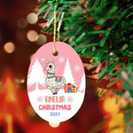 Personalized Photo Christmas Ornament Set, Custom First Christmas Baby Kid Oval Tree Decorations