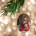 Personalized Photo Christmas Ornament Set, Custom Photo Oval Tree Decorations