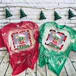Christmas Bleached Tshirt, Seasons Greeting Ba.by Yo.da Christmas Shirt For Women Men
