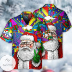 Christmas Hawaii Shirt, Hippie Santa Claus Button Up Shirt For Men