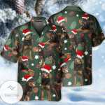 Christmas Hawaiian Shirt, Rottweiler Merry Christmas  Button Up Shirt For Men
