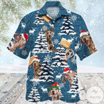 Christmas Hawaiian Shirt, Weimaraner Dog Lovers Blue Tribal Button Up Shirt For Men