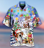 Christmas Hawaiian Shirt, Beagle Dog Christmas Button Up Shirt For Men