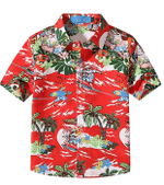 Christmas Hawaiian Shirt, Funny Santa Claus Party Tropical Red Green Christmas Button Up Shirt For Men