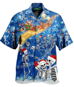 Christmas Hawaiian Shirt, Dancing Skull Ske.le.ton Button Up Shirt For Men