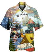 Christmas Hawaiian Shirt, Camping at Christmas Button Up Shirt For Men