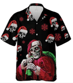 Christmas Hawaiian Shirt, Santa Clause Skull Will Bring You Button Up Shirt For Men