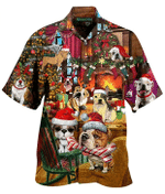 Christmas Hawaiian Shirt, Christmas with Bulldog Button Up Shirt For Men