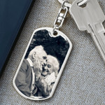 Christmas Custom Keychain, Someone Who Lost a Loved One, Gold Stainless Steel Military Chain