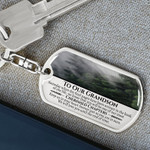 Christmas Custom Keychain For Grandson from Grandparents, Gold Stainless Steel Military Chain