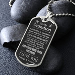 Christmas Custom Dogtag Necklace For Grandson from Grandma, Gold Stainless Steel Military Chain