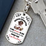 Christmas Custom Keychain For Badass Daughter From Parents, Gold Stainless Steel Military Chain