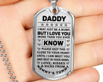Christmas Custom Dog Tag Necklace For Daddy To Be From Baby Bump, Gold Stainless Steel Military Chain