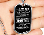 Christmas Custom Dog Tag Necklace For Son From Mom, From Dad, Gold Stainless Steel Military Chain