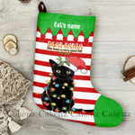 Personalized Christmas Stocking Stuffers, Black Cat Lights Elf Christmas Stocking, Christmas Decorations