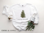 Merry and Bright Christmas Tree Christmas Sweatshirt For Women Men