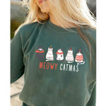 Funny Cats Meowy Catmas Christmas Sweatshirt For Women Men