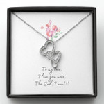 Valentines day gifts for her, Double Heart Necklace for Wife/Girlfriend, I Love you More