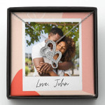 Custom Valentines day gifts for her, Double Heart Necklace for Wife/Girlfriend, Custom couple photo