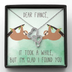 Valentines day gifts for her, Double Heart Necklace for  Fiance/Girlfriend, Couple Sloth