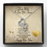 Valentines day gifts for her, Double Heart Necklace for Wife, I Love You Forever