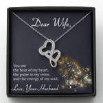 Valentines day gifts for her, Double Heart Necklace for Wife, You're The Beat Of Heart