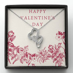 Valentines day gifts for her, Double Heart Necklace for Finance/Girlfriend/Wife, Happy Valentines day