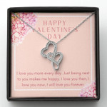 Valentines day gifts for her, Double Heart Necklace for Girlfriend/Wife, Love You Forever