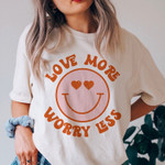 Groovy Valentines Love More Worry Less Shirt Tshirt For him, her, boyfriend, girlfriend, wife, husband Valentines Day Gift