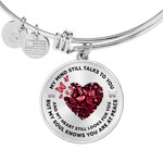 Valentines Day Gif For Her, Butterfly Red Heart My Mind Still Talks to You Bangle Bracelet
