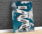 Personalized Street Sign Multi-Name, Custom Canvas Wall Art, Personalized Family Canvas, Various Sizes Ready to Hang, Personalized Gift