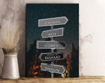 Personalized Street Sign Multi-Name, Custom Canvas Wall Art, Personalized Canvas Wall Art Various Sizes Ready to Hang, Family Canvas